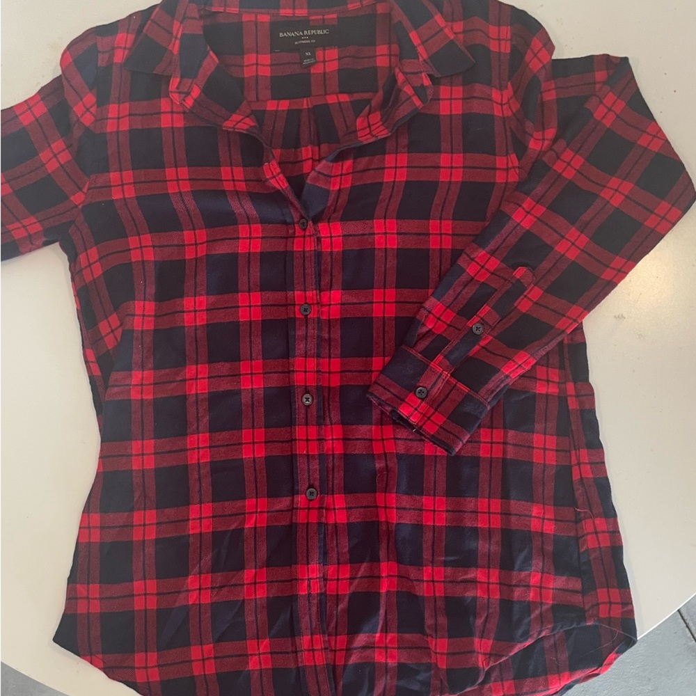 red and black banana republic flannel size xS